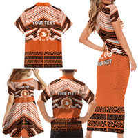 Personalised Tonga Tailulu College Family Matching Short Sleeve Bodycon Dress and Hawaiian Shirt Polynesian Ngatu Tribal