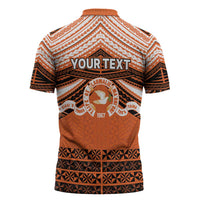 Personalised Tonga Tailulu College Zipper Polo Shirt Polynesian Ngatu Tribal - Polynesian Pride
