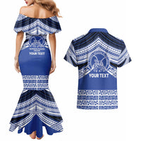 Personalised Tonga Taufa'ahau Pilolevu College Couples Matching Mermaid Dress and Hawaiian Shirt Polynesian Ngatu Tribal