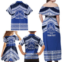 Personalised Tonga Taufa'ahau Pilolevu College Family Matching Off Shoulder Maxi Dress and Hawaiian Shirt Polynesian Ngatu Tribal