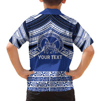 Personalised Tonga Taufa'ahau Pilolevu College Family Matching Off Shoulder Short Dress and Hawaiian Shirt Polynesian Ngatu Tribal