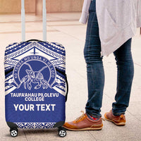 Personalised Tonga Taufa'ahau Pilolevu College Luggage Cover Polynesian Ngatu Tribal LT9 Blue - Polynesian Pride