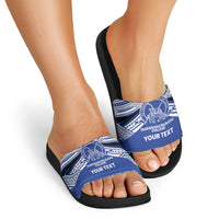 Personalised Tonga Taufa'ahau Pilolevu College Slide Sandals Polynesian Ngatu Tribal - Polynesian Pride