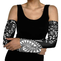 Black Tongan Ngatu Fonulei Pattern Arm Sleeves - Polynesian Pride