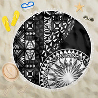Black Tongan Ngatu Fonulei Pattern Beach Blanket