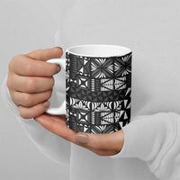 Black Tongan Ngatu Fonulei Pattern Ceramic Mug - Polynesian Pride