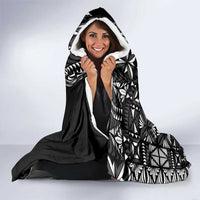 Black Tongan Ngatu Fonulei Pattern Hooded Blanket
