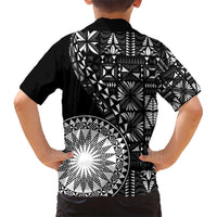Black Tongan Ngatu Fonulei Pattern Kid Hawaiian Shirt