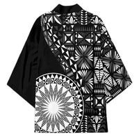 Black Tongan Ngatu Fonulei Pattern Kimono - Polynesian Pride