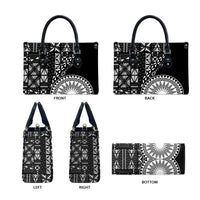 Black Tongan Ngatu Fonulei Pattern Leather Bag - Polynesian Pride