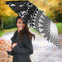 Black Tongan Ngatu Fonulei Pattern Umbrella - Polynesian Pride