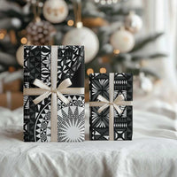 Black Tongan Ngatu Fonulei Pattern Wrapping Paper - Polynesian Pride