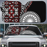 Red Tongan Ngatu Fonulei Pattern Auto Sun Shade - Polynesian Pride