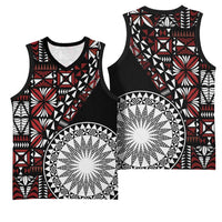 Red Tongan Ngatu Fonulei Pattern Basketball Jersey - Polynesian Pride