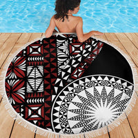 Red Tongan Ngatu Fonulei Pattern Beach Blanket
