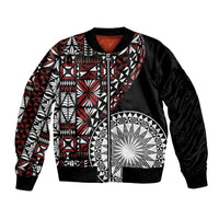 Red Tongan Ngatu Fonulei Pattern Bomber Jacket