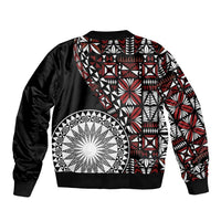 Red Tongan Ngatu Fonulei Pattern Bomber Jacket