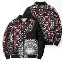 Red Tongan Ngatu Fonulei Pattern Bomber Puffer Jacket - Polynesian Pride