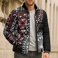 Red Tongan Ngatu Fonulei Pattern Bomber Puffer Jacket - Polynesian Pride