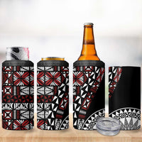 Red Tongan Ngatu Fonulei Pattern 4 in 1 Can Cooler Tumbler