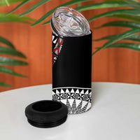 Red Tongan Ngatu Fonulei Pattern 4 in 1 Can Cooler Tumbler