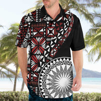 Red Tongan Ngatu Fonulei Pattern Hawaiian Shirt