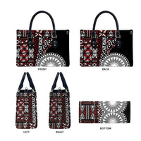 Red Tongan Ngatu Fonulei Pattern Leather Bag - Polynesian Pride