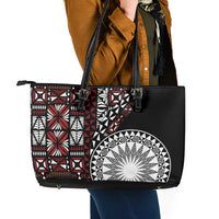 Red Tongan Ngatu Fonulei Pattern Leather Tote Bag