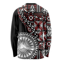 Red Tongan Ngatu Fonulei Pattern Long Sleeve Shirt
