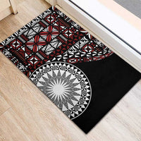 Red Tongan Ngatu Fonulei Pattern Rubber Doormat