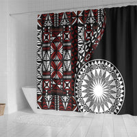 Red Tongan Ngatu Fonulei Pattern Shower Curtain