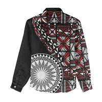 Red Tongan Ngatu Fonulei Pattern Women Casual Shirt LT9 - Polynesian Pride