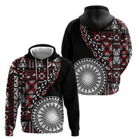Red Tongan Ngatu Fonulei Pattern Zip Hoodie