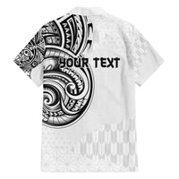 Hawaii and Japanese Culture Personalised Family Matching Off The Shoulder Long Sleeve Dress and Hawaiian Shirt With Polynesian Tribal Tattoo Style