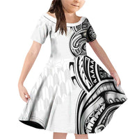 Hawaii and Japanese Culture Personalised Family Matching Off Shoulder Short Dress and Hawaiian Shirt With Polynesian Tribal Tattoo Style