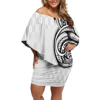 Hawaii and Japanese Culture Personalised Family Matching Off Shoulder Short Dress and Hawaiian Shirt With Polynesian Tribal Tattoo Style