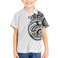 Hawaii and Japanese Culture Personalised Family Matching Summer Maxi Dress and Hawaiian Shirt With Polynesian Tribal Tattoo Style LT9 Son's Shirt White - Polynesian Pride