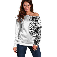 Hawaii and Japanese Culture Personalised Off Shoulder Sweater With Polynesian Tribal Tattoo Style