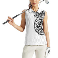 Hawaii and Japanese Culture Personalised Women Sleeveless Polo Shirt With Polynesian Tribal Tattoo Style