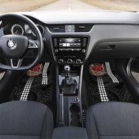 Hawaii and Japanese Oni Mask Personalised Car Mats Kakau Pattern Dark Art Style
