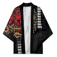 Hawaii and Japanese Oni Mask Personalised Kimono Kakau Pattern Dark Art Style - Polynesian Pride