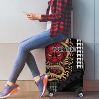 Hawaii and Japanese Oni Mask Personalised Luggage Cover Kakau Pattern Dark Art Style