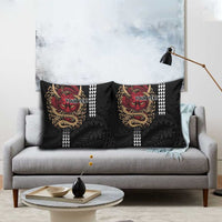 Hawaii and Japanese Oni Mask Personalised Pillow Cover Kakau Pattern Dark Art Style - Polynesian Pride