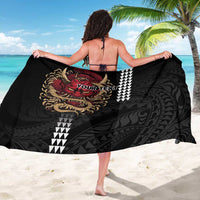 Hawaii and Japanese Oni Mask Personalised Sarong Kakau Pattern Dark Art Style