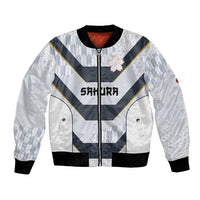 Japan Pacific Rugby 2022-23 Custom Bomber Jacket Black Sakura Japanese Wave Pattern