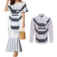 Japan Pacific Rugby 2022-23 Custom Couples Matching Mermaid Dress and Long Sleeve Button Shirt Black Sakura Japanese Wave Pattern