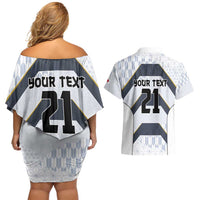 Japan Pacific Rugby 2022-23 Custom Couples Matching Off Shoulder Short Dress and Hawaiian Shirt Black Sakura Japanese Wave Pattern