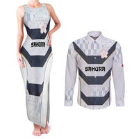 Japan Pacific Rugby 2022-23 Custom Couples Matching Tank Maxi Dress and Long Sleeve Button Shirt Black Sakura Japanese Wave Pattern