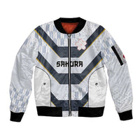 Japan Pacific Rugby 2022-23 Custom Sleeve Zip Bomber Jacket Black Sakura Japanese Wave Pattern