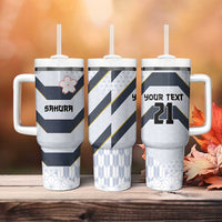 Japan Pacific Rugby 2022-23 Custom Tumbler With Handle Black Sakura Japanese Wave Pattern LT9 - Polynesian Pride